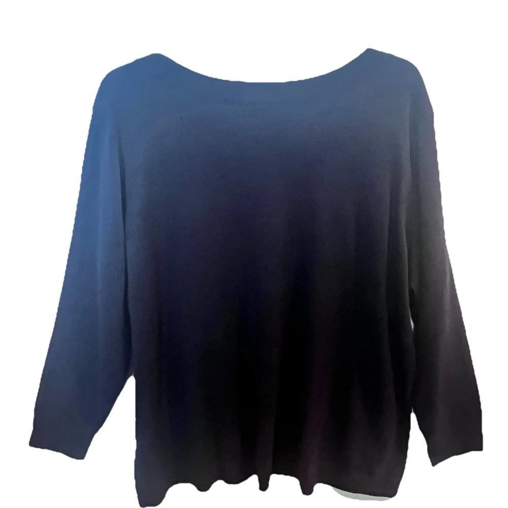 Denim & Co. Womens Navy Plus Size  Lightweight VNeck Long Sleeved Sweater 3X New - Picture 2 of 9